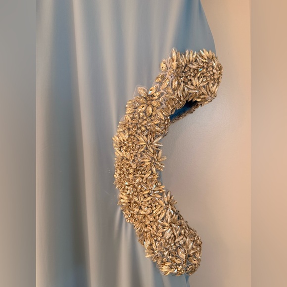 NWOT BRONX AND BANCO Camila Rhinestone Cutout Maxi Dress in powder blue - Picture 6 of 12